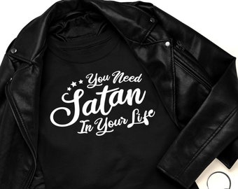 Pins & Bones Women's You Need Satan Shirt, Hail Satan Shirt, Witch Occult Goth Alt Clothing Funny Sarcastic Tee