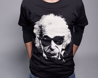 Pins & Bones Einstein Shirt, Cool Shades Retro, Einstein T shirt Black Cotton