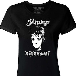 Women’s Lydia Deetz T-Shirt, Strange and Unusual Tee, Classic Horror Movie Merch, Black Cotton Lydia Deetz Shirt
