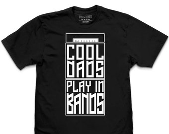 Pins & Bones Guitar Dad Shirt, Cool Dads Play In Bands, Black, Dad Rocks T Shirt