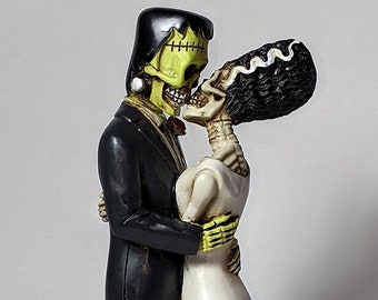 Pins & Bones Frankenstein and Bride Figurine, Hand Detailed Frankenstein Statue, Classic Monsters Collectible