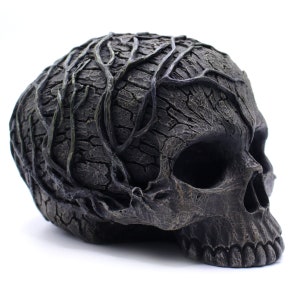 Pins & Bones Wooden Vein Skull, Gothic Skull Decor, Home Decor Wooden Skull