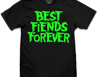Pins & Bones Beste Fiends Forever, Misfits inspiriert, Black Punk Rock Skull T-Shirt