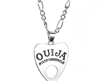 Pins & Bones Ouija Necklace, 24-inch Stainless Steel with Chain, Occult Witch, Alt Clothing Ouija board