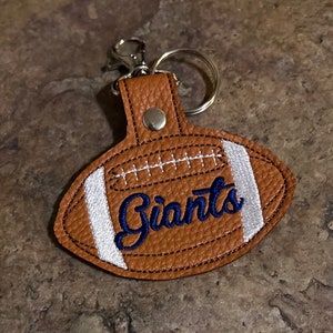 Giants Football Team-Keychain-Embroidered Faux Leather-Unique Gift -Football Memorabilia