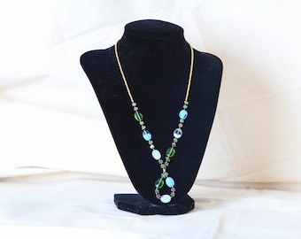 Teardrop Blue and Green Glass Necklace