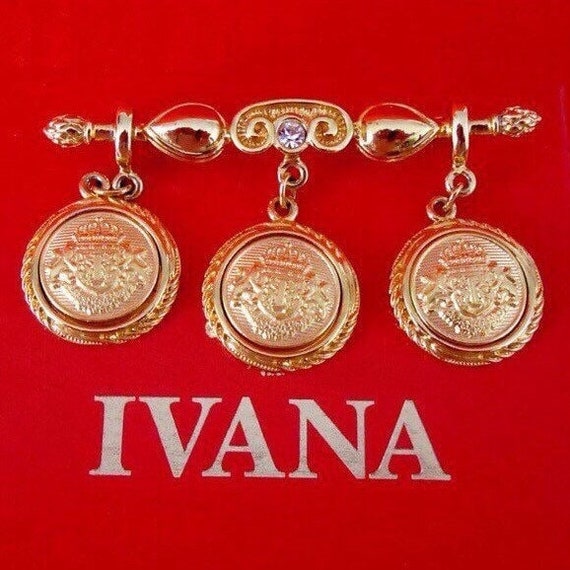 IVANA Coat of Arms Charms White Rhinestone Vintag… - image 1