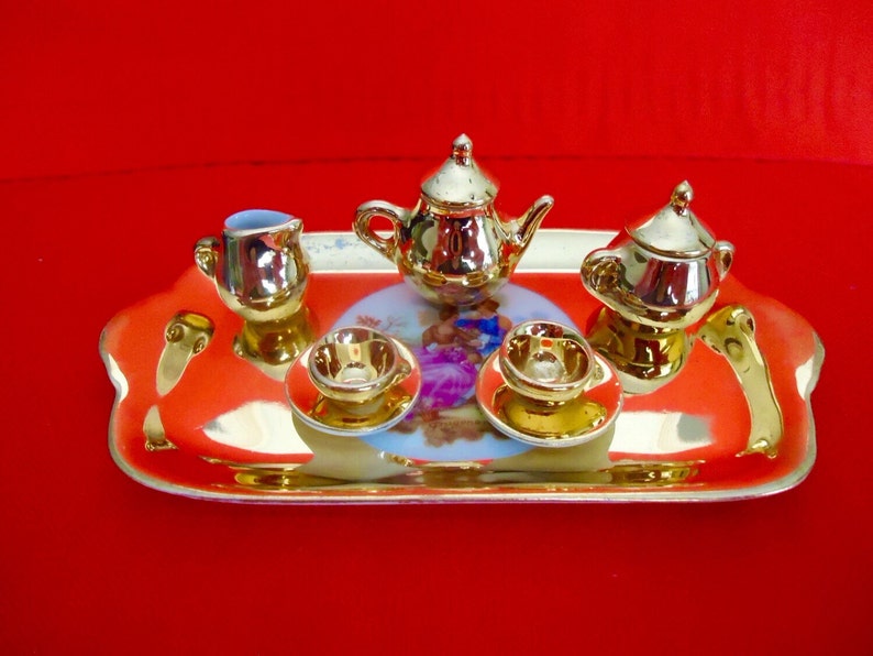 LIMOGE PORCELAINE D' ART Gold Miniature 10 Piece Tea Set Etsy