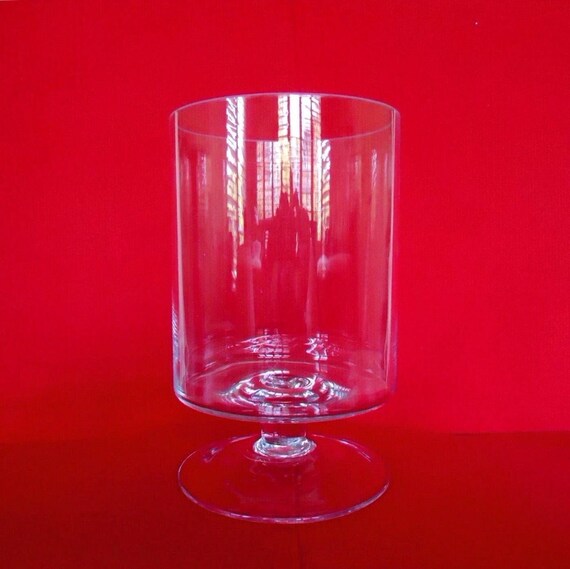 Round Footed Clear Vase Glass Hurricane Terrarium Vintage Etsy