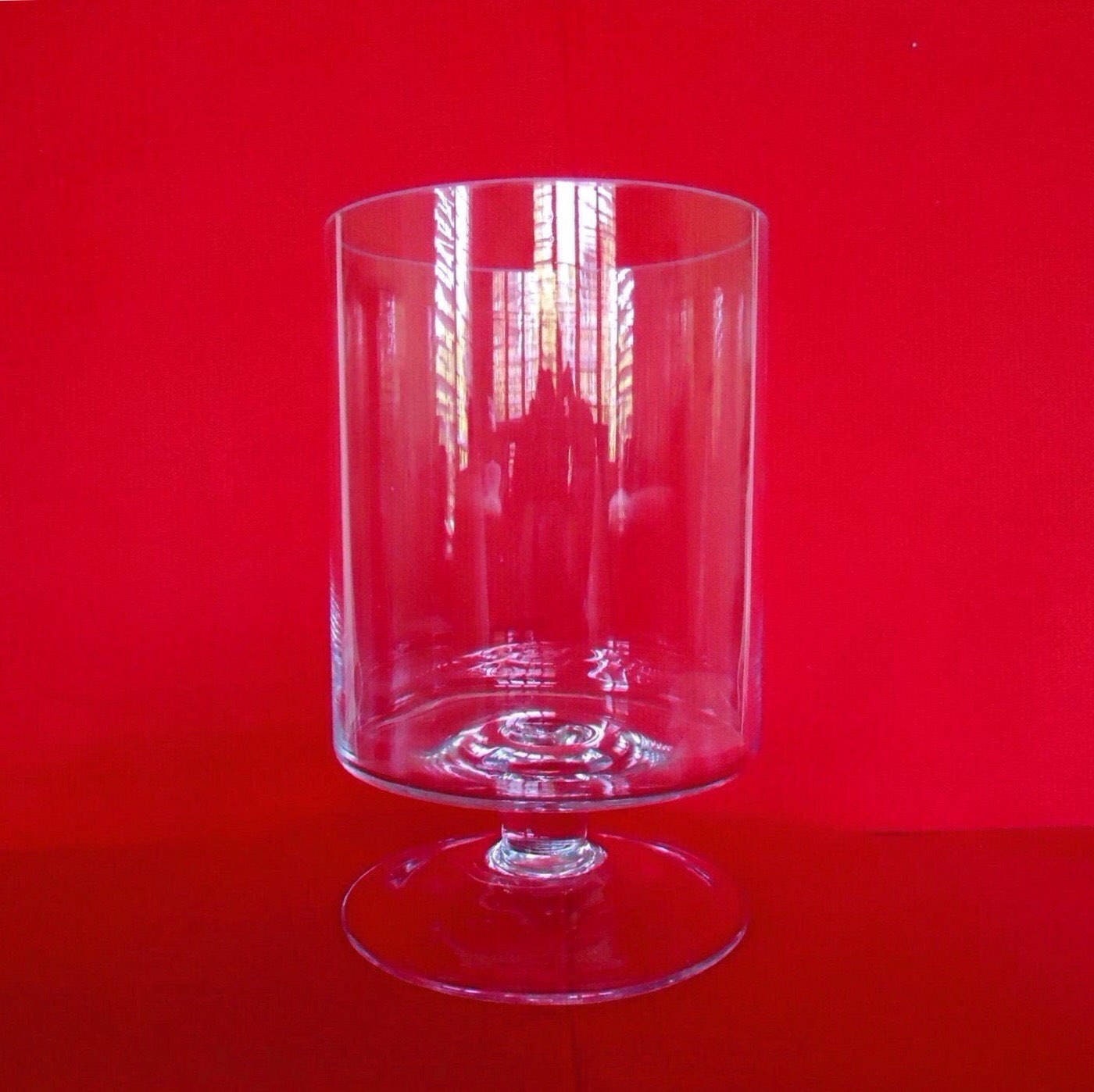 Round FOOTED CLEAR Vase GLASS Hurricane Terraium Vintage Etsy