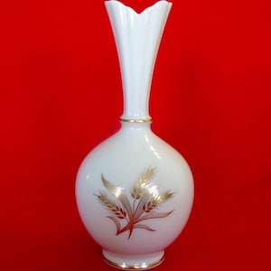 LENOX GOLD WHEAT Ivory China Bulb Vase 24 Karat Gold Trim Vintage 1930-50 Green Backstamp