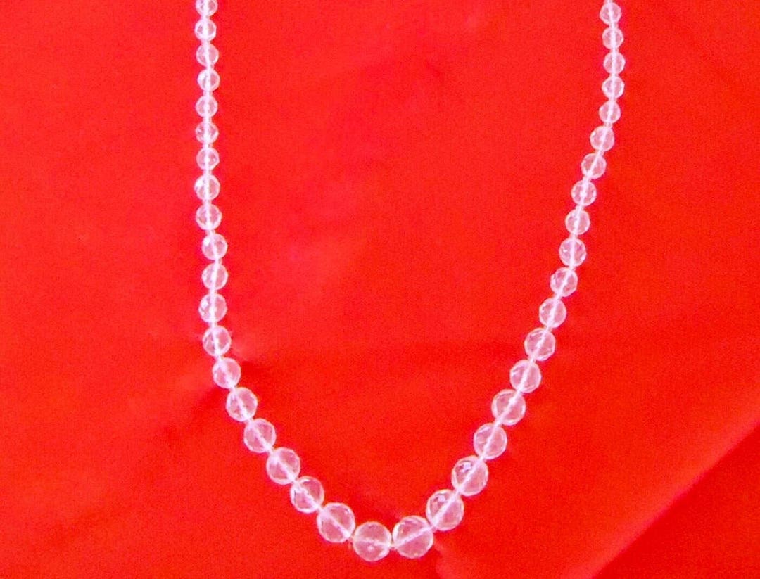 Clear GLASS BEAD NECKLACE 30 Graduated Round Faceted Etsy