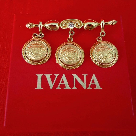 IVANA Coat of Arms Charms White Rhinestone Vintag… - image 5