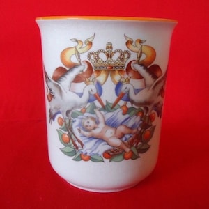 3 Antique China Beakers by PETRUS REGOUT Co. MAASTRICHT for the Birth of Princess Julianna of The Netherlands