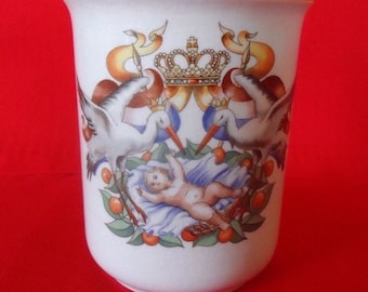 Antique China Beakers Birth of Princess Julianna Netherlands 1909 by Petrus Regout