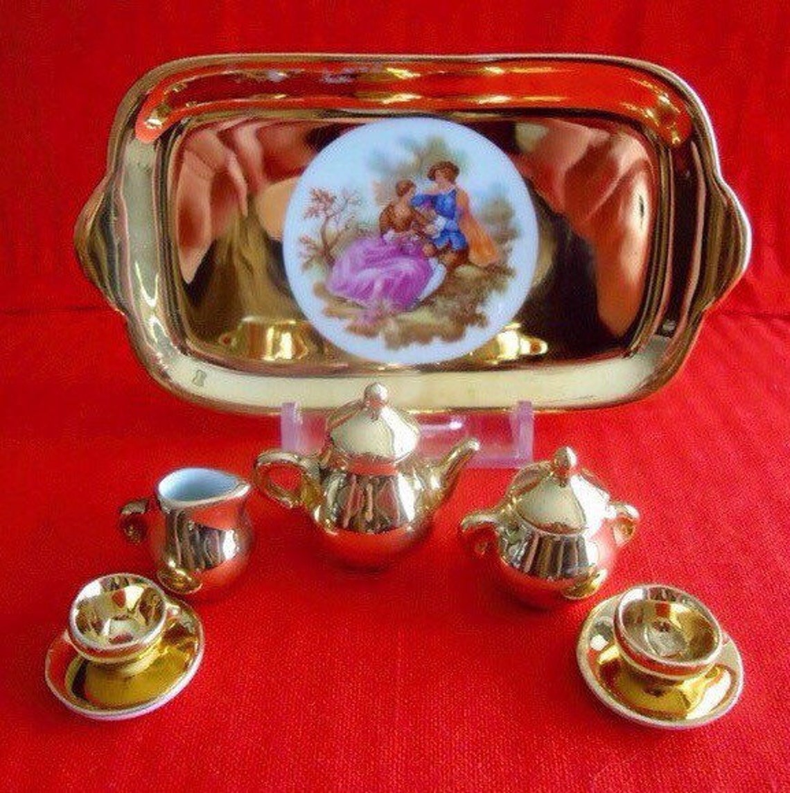 LIMOGE PORCELAINE D' ART Gold Miniature 10 Piece Tea Set Etsy