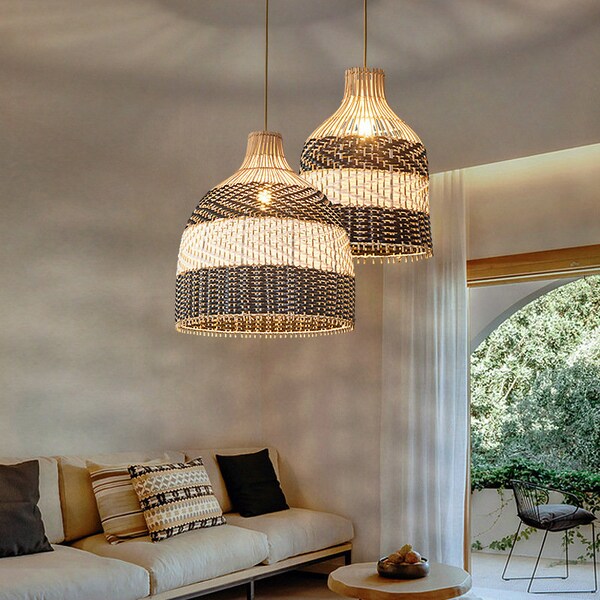 Large Rattan Chandelier Etsy