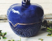 Keramik Vase Box Granat für Ringe, handgemachte Keramik rustikal