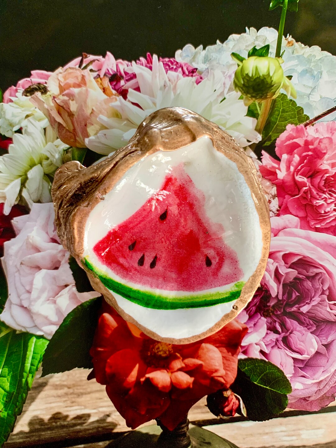 Oyster Shell Watermelon Slice Trinket Dish Etsy