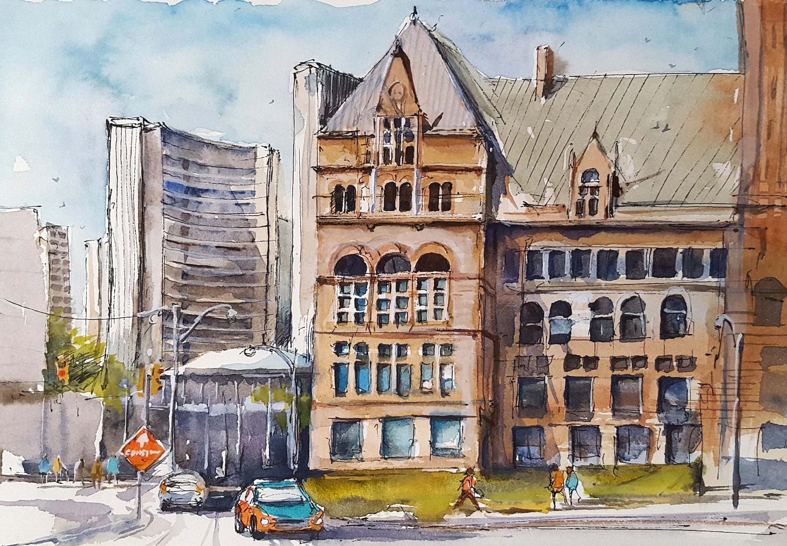Old and New City Hall Toronto Original Watercolor Painting Etsy