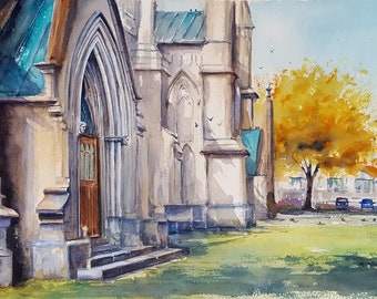 The Cathederal Church of St. James Toronto Old Town Toronto Original Watercolor Prints, You will Love.