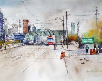 Don Velly Parkway North and Queen Street Toronto Original Watercolor painting Prints, You will love.