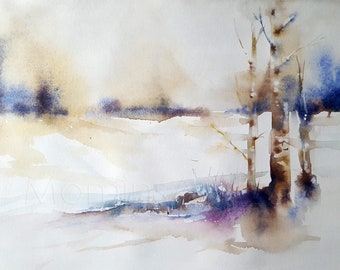 Birch Trees landscape Watercolor Painting Prints, You will Love.