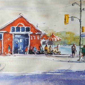 Toronto Queens Quay Harboufront Waterclor Painting Prints, You will love.