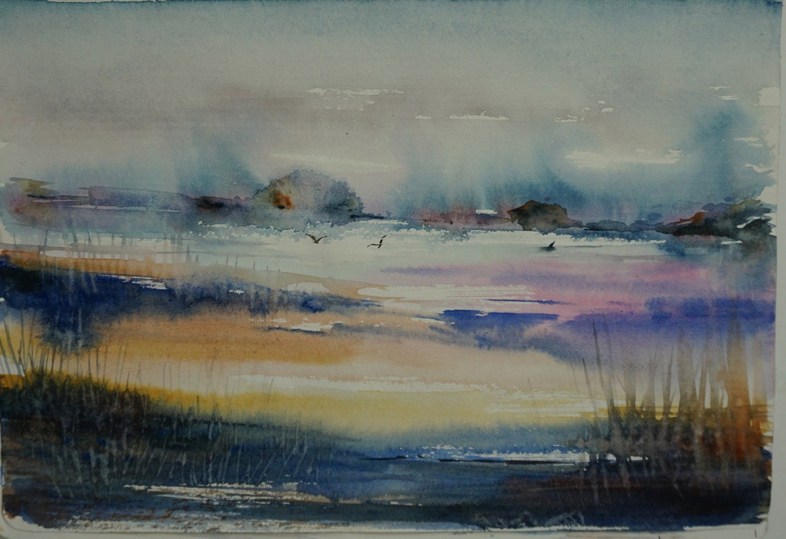 Abstract Landscape Original Watercolor Painting Prints You - Etsy