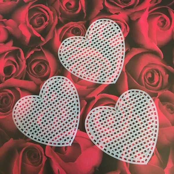 10 pack Plastic canvas 3” heart.