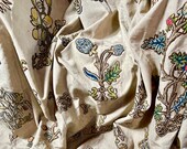 17th Century Crewelwork Bed Curtain Jacobean Needlework