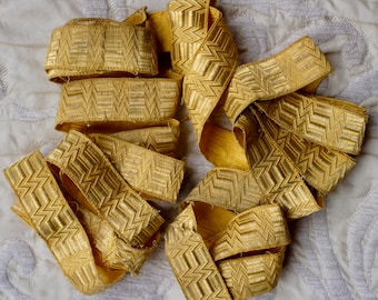 Galon de ribete de cinta de pasamanería metálica de oro francés antiguo