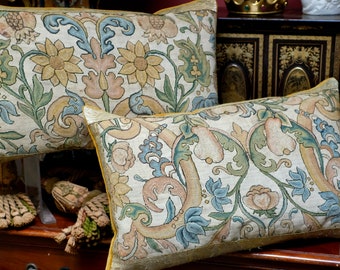 PAIR Antique Pillows Charles II Needlework Panels Circa 1650