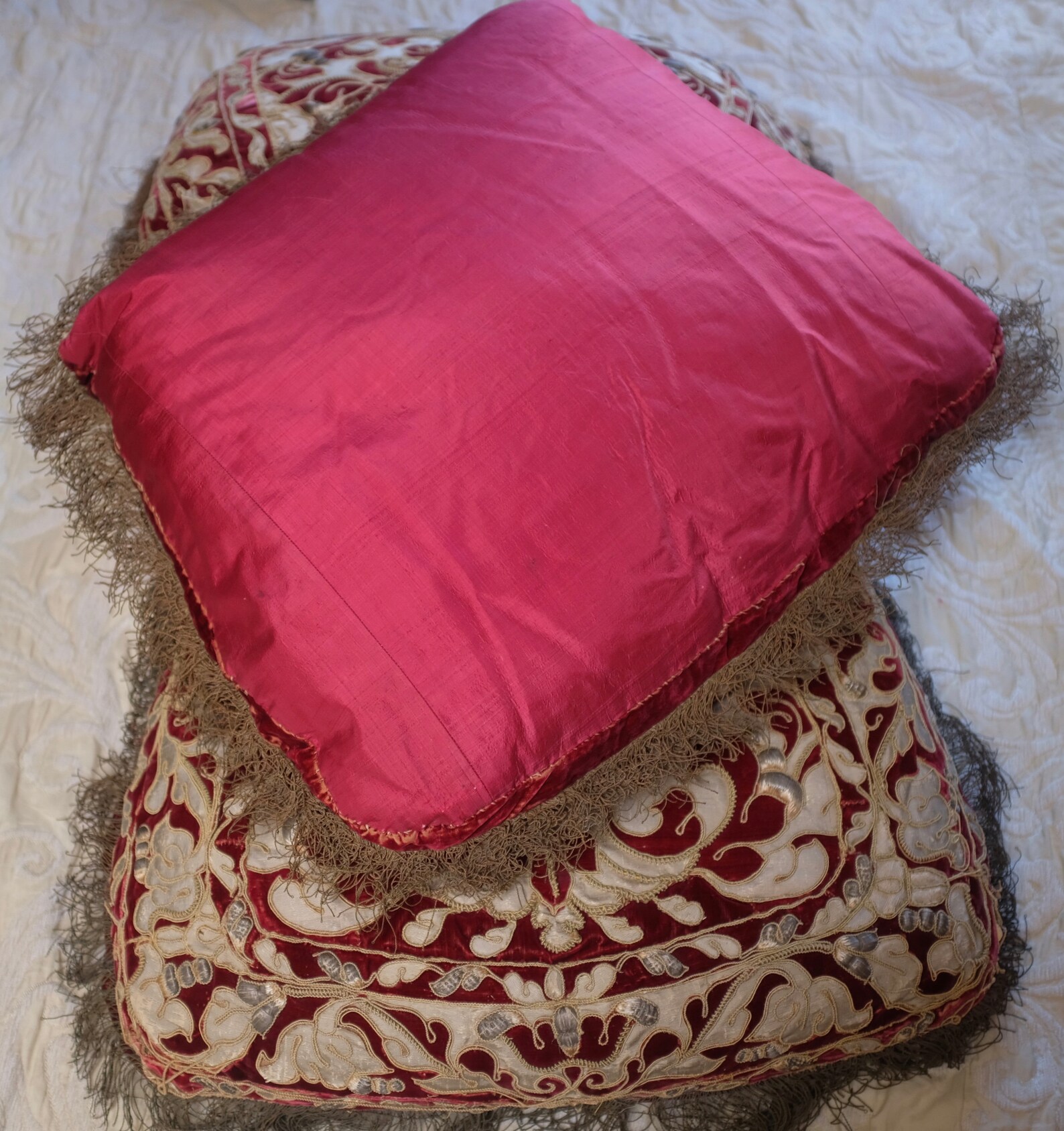 Almohada veneciana antigua siglo 18 Cisele terciopelo plata | Etsy