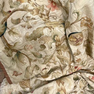 Antique English Crewelwork Embroidery Tree of Life