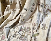 17th Century Crewelwork Bed Curtain Jacobean Needlework