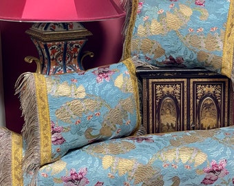 Trio of Cushions 18th Century French Silk Brocade Bolster