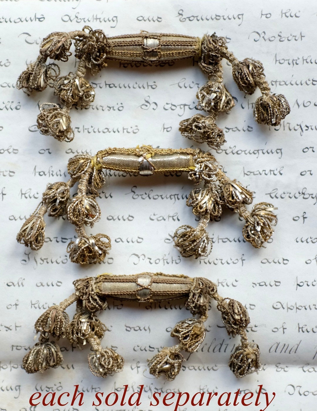 ONE Antique Tassel Antique Spanish Gold Metallic Passementerie Etsy