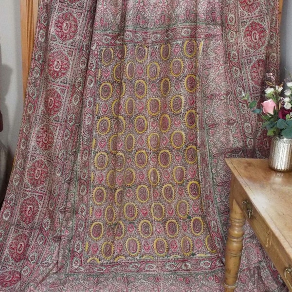 Antique Kalamkari Block Printed Cover Indienne Palampore Design