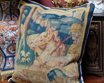 Antique Pillow 17th Century Aubusson Tapestry