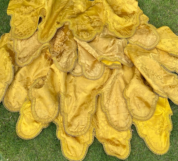 Antique French Lyon Silk Pelmets Set of FOUR