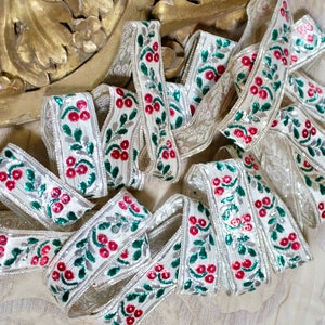 Vintage French Silver Metallic Braid Flowers