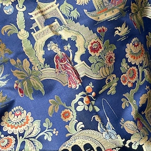 Antique French Silk Brocade Chinoiserie