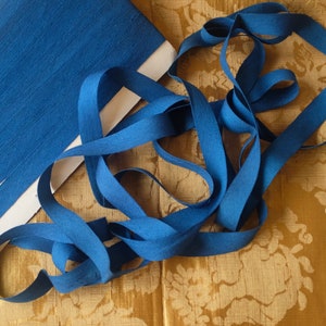 Antique French Silk Wool Braid Trim Peacock Blue
