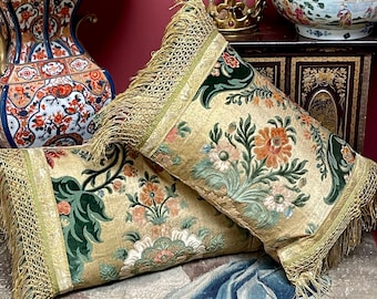 Antique Genoa Velvet Pillows PAIR