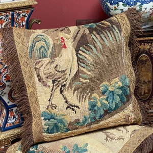 Antyczna poduszka gobelinowa Aubusson COCKERAL