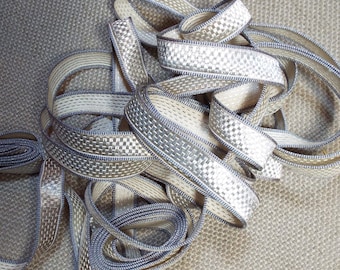 Antique French Silver Metallic Vestment Passementerie Trim Unused