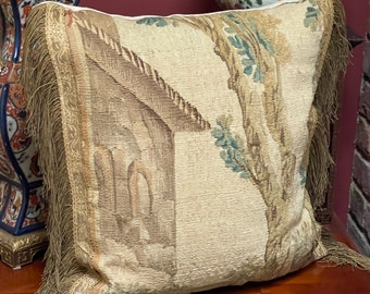 Antique Pillow 17th Century Aubusson Tapestry