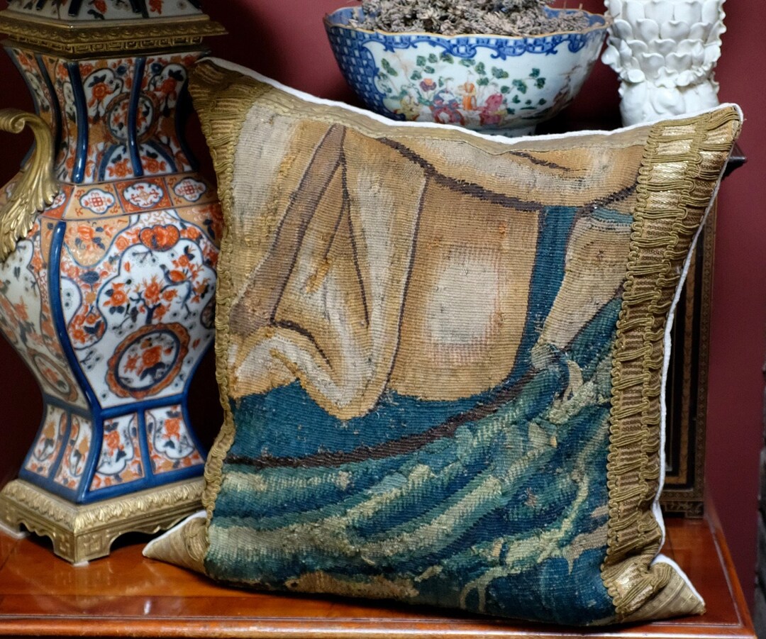 Antique Aubusson Tapestry Pillow Etsy