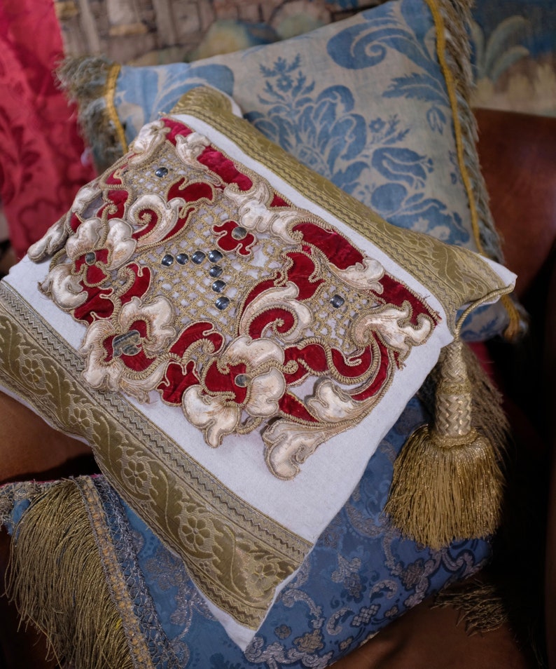 Antique Pillow 17th Century Stumpwork Panel Gold Etsy UK